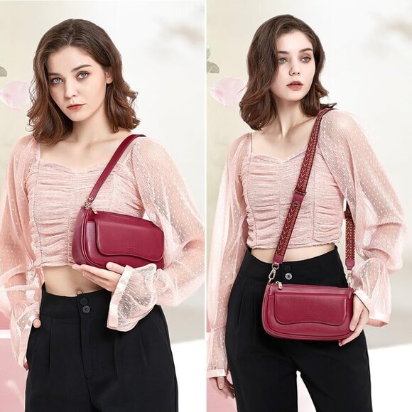 Small Shoulder Bag for Women Mini Clutch Purse Tote Handbag Zipper Closure Cross - Picture 6 of 6